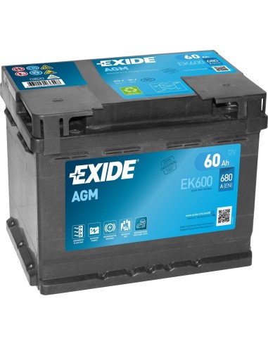 Akumuliatorius Exide AGM EK600 12V 60Ah 680A 242x175x190 EK600 - Akumuliatoriai - 1